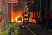 台中酒駕男撞人肇逃！機車卡底盤起火狂燒　熱心哥追上制伏