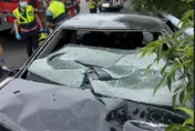 國3快官路段嚴重車禍！轎車撞拖板車　2人受困變形車內
