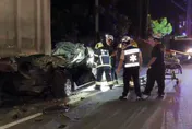 深夜巨響！高雄男駕車猛撞當場死亡　砂石車竟被撞到移位