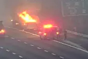 影/悚！國3沙鹿段大小車追撞起火「1人活活燒死」