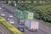 國道1號湖口段遊覽車擦撞自小客　回堵5公里