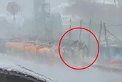 影/白海豚颱風強襲北台灣！石牌整輛YouBike被吹飛　網友：以為是AI