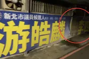 影/新北市議員競選布條遭毀　8旬翁鐮刀割下拿來墊菜