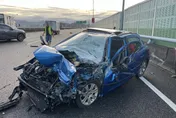 影/國1「上班慘狀」！「工程車遭追尾」釀連環事故2人送醫