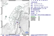 台東外海16:45規模4.4極淺層地震　最大震度3級