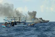 影/基隆彭佳嶼外海漁船起火沉沒　5船員全數獲救