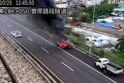 影/國4小貨車行駛中「燒起來」黑煙竄天　駕駛急逃生