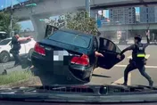 快訊/大白天開槍！龜山男開贓車遭識破　蛇行竄逃騎上安全島被逮