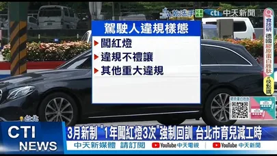 【每日必看】3月新制 "1年闖紅燈3次"強制回訓 台北市育兒減工時 20260301