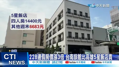 【每日必看】228連假房價漲3倍 台南旅館比高雄5星飯店貴20260224