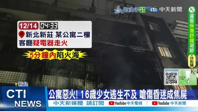 【每日必看】公寓惡火! 16歲少女逃生不及 嗆傷昏迷成焦屍 20251214