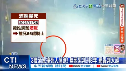 【每日必看】3度酒駕撞死人落跑! 無照男判刑8年 網轟判太輕 20251115