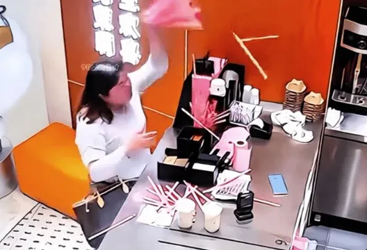 影/「惹到我算你倒楣」！陸女買奶茶因「少放2根吸管」暴走砸店