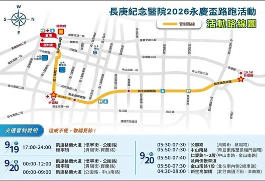 「長庚醫院永慶盃路跑」週日登場　北市警沿線交管