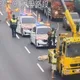 國3北向台中外埔段豬隻掉落車道　駕駛看傻