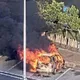 影/收假國道驚悚！寶山休息站「休旅車狂燃成殘骸」