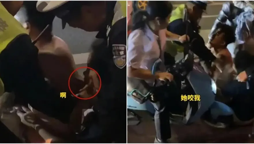 影/「她咬我」！行車糾紛引爭執　女子當街狠咬掉對方「一塊肉」