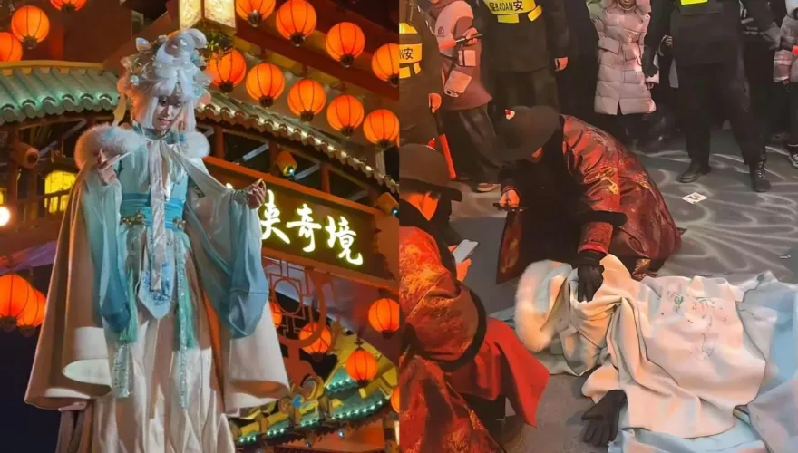 搖著搖著...人呢？陸景區道具突斷　「不倒翁小姐姐」慘摔
