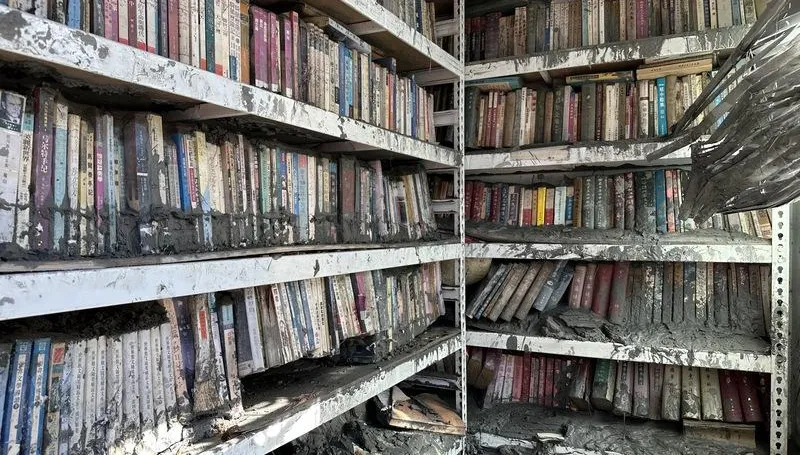 寫作中洪水沖入！3萬本藏書全泡泥漿　赫格樂觀喊：重生了