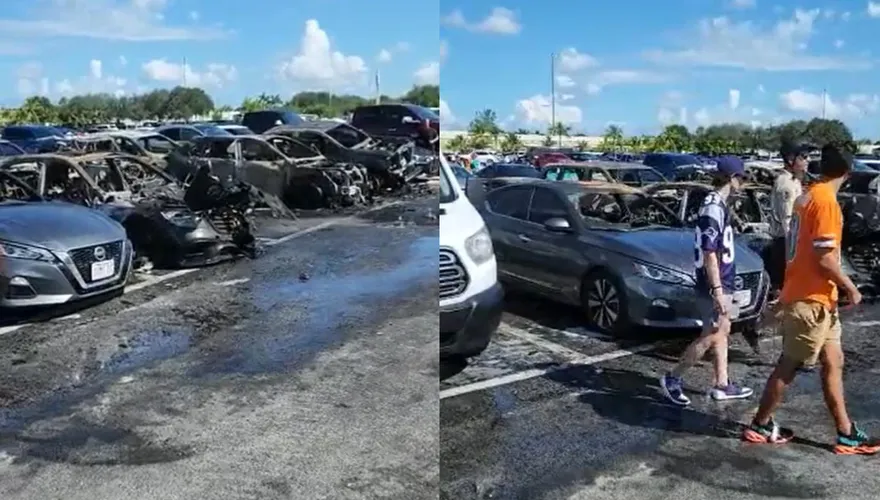 邊看球邊烤肉來吃！NFL球場「驚爆火燒車」　多輛車陷火海狂燒…全淪黑廢鐵
