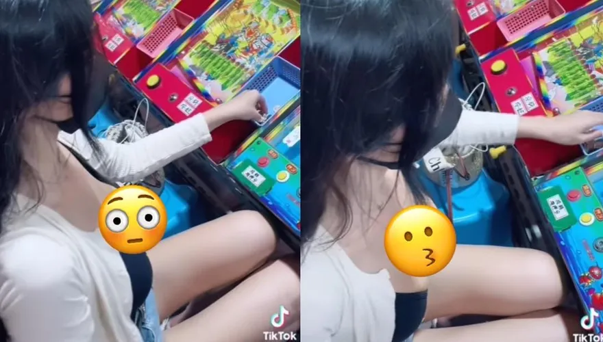 雪乳妹寧夏夜市打彈珠！核彈級UU一片布難藏　驚人身分遭起底…嬌喊：我超弱～