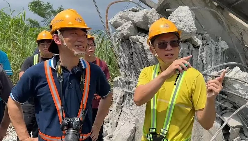 台東6.8強震／直擊！國震中心勘查高寮大橋現場：「不符合現今法規沒補強」