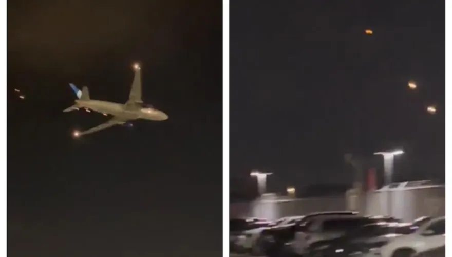 起飛1.5hr狂冒火光！聯航「空中側飛」碎片染橘墜地　驚險畫面全直擊