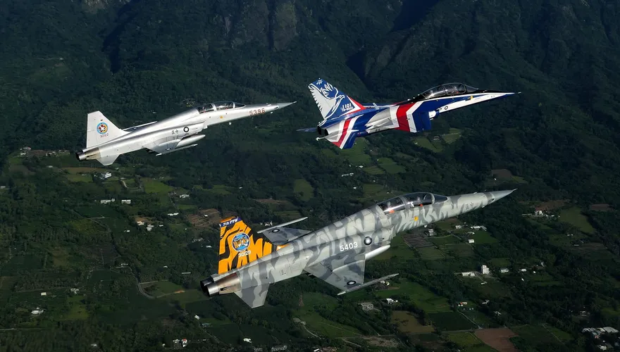 國慶預演／罕見畫面！台東F-5、勇鷹高教機難得同框