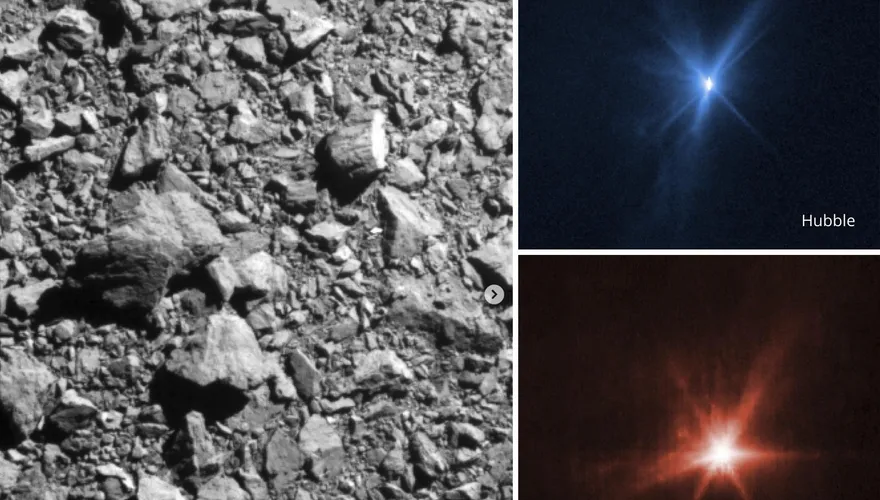 NASA航天器撞擊小行星「出現高亮放射光線」最新照片曝