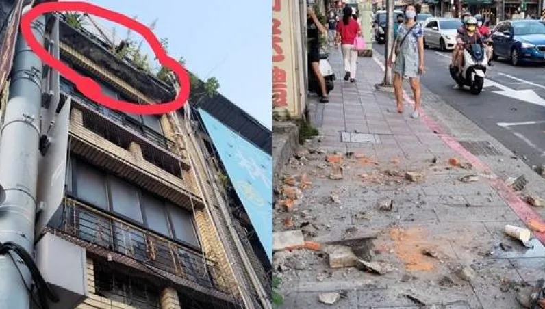 大稻埕老屋「水泥磚剝落」！滿天塵土覆蓋人行道　她遭砸頭部撕裂→濺血送醫