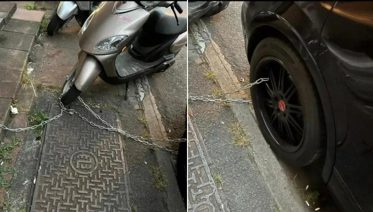 擋「他」出入就爆氣！鐵鍊鎖車＋丟泥巴　臨停民眾＋鄰居都遭殃