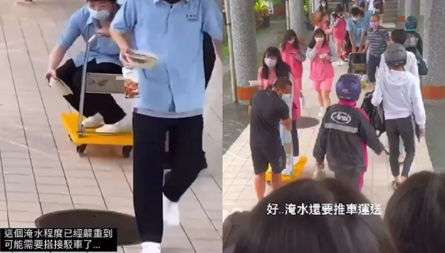 快訊/宜蘭聖母護專大淹水！走道成汪洋　學生「推車當救生艇」驚險渡河