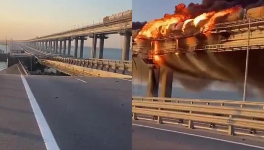 克里米亞大橋發生爆炸傷亡不明　部分橋體已坍塌墜入海中