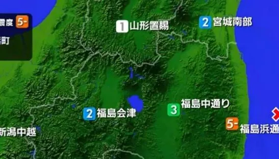 日本福島外海規模5.1地震　楢葉町震度5弱
