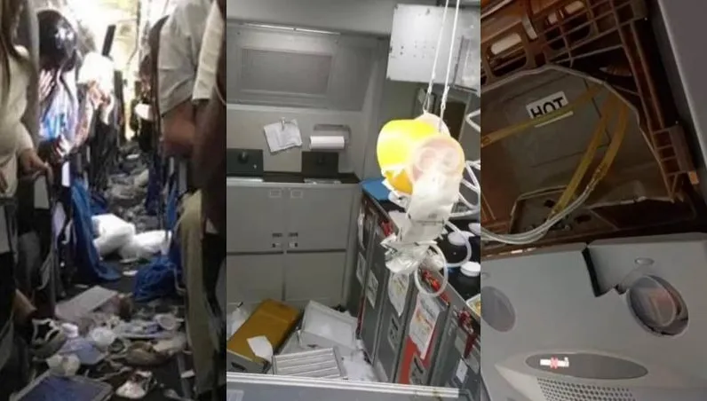 飛機遇亂流突下墜！乘客直撞天花板「頭破鼻樑斷」　現場慘況曝光