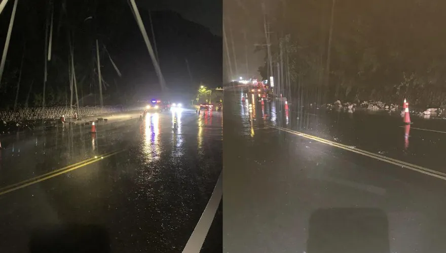 雨彈狂炸「台9線坍方」！來不及閃避落石…騎士「慘撞倒地」緊急送醫