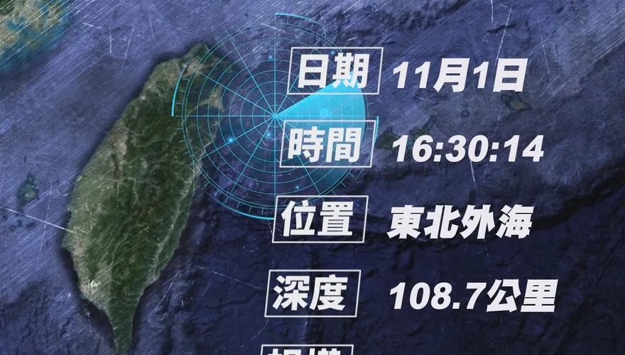 快訊/晃好大！16時30分出現「規模5.7地震」　宜蘭最大震度3