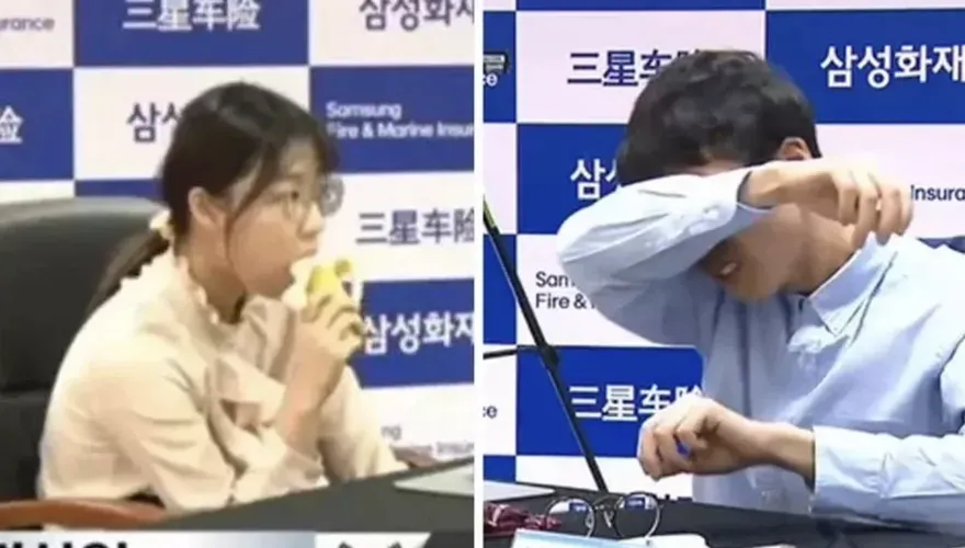 【影】南韓女棋士慘敗自掌嘴捶桌　對手一旁「淡定吃香蕉」惹議