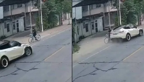 陸恐怖死亡車禍！特斯拉煞車失靈狂飆　下秒2人遭撞噴飛亡