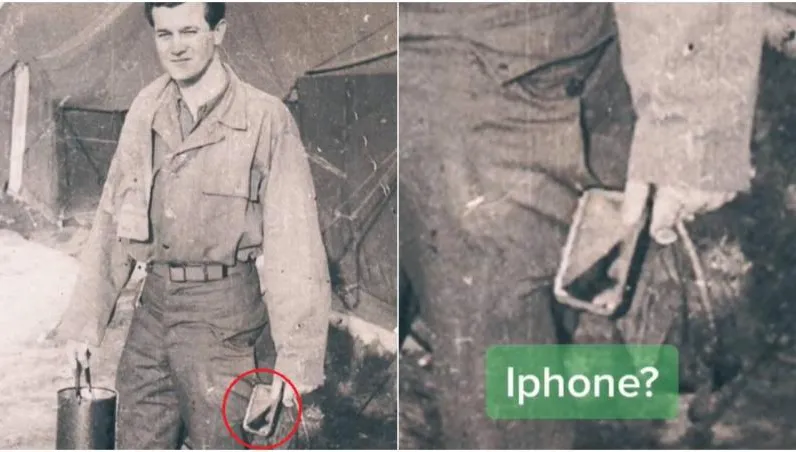又見時空旅人！他爺爺「二戰手拿iPhone」臭臉拍照　照片曝光網友戰翻