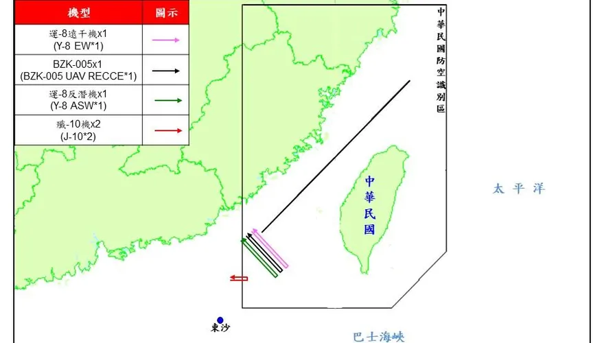 BZK-005無人機等5架次共機　擾我西南ADIZ