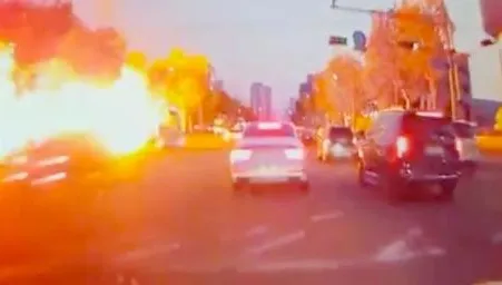 【影】熊熊火光突竄出！南韓加氣站爆炸起火　8人遭炸傷緊急送醫