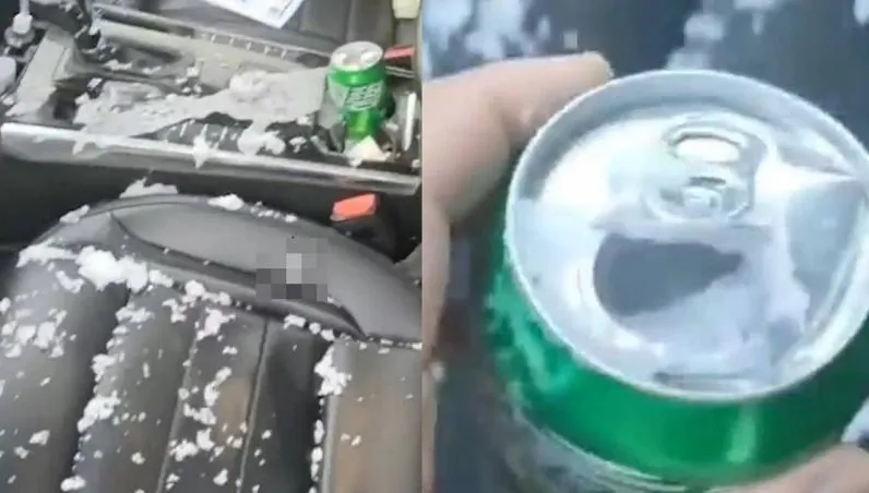 駕駛座見白稠結晶！他一摸「黏黏的」兇手是雪碧　車內膛炸曝經歷警惕過來人