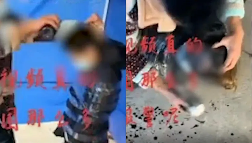 【影】綑綁壓地+墨水澆頭+皮鞭抽…女直播主打賭輸了遭6男圍攻　全身濕透痛哭喊「不要」