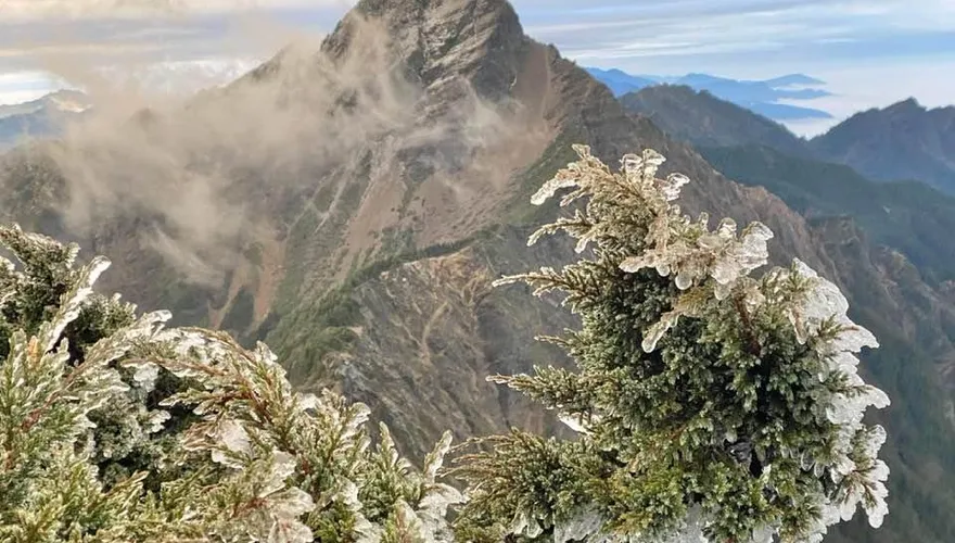 玉山「凍」了！寒流奇景「雨水落地結冰」　鄭明典PO照片嘆：太美