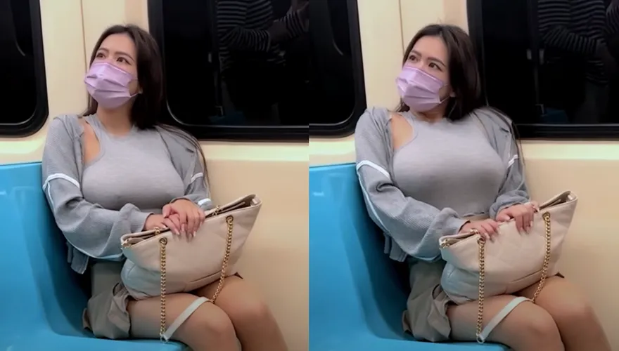 【影】美女師不藏了！無罩搭北捷　邪惡兩點全看光…羞喊：初體驗