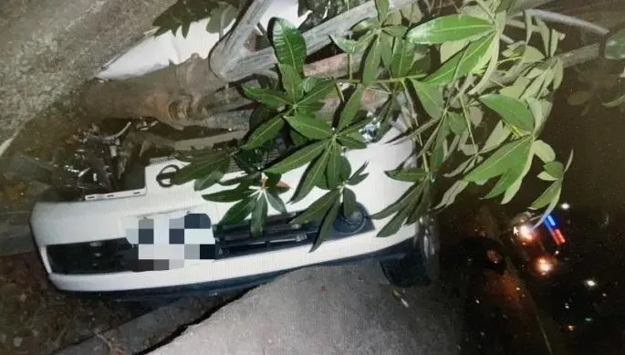 跨年翻車現場！車停好想去happy　沒多久卻驚見愛車被「擊落」躺水溝