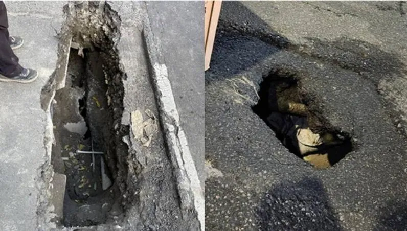 北市路面突冒3米坑！佔2車道警急疏導　涵管破裂釀禍