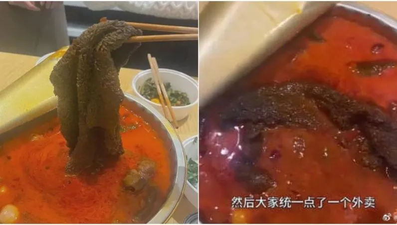 麻辣鍋外送附贈「超大毛肚」　剪開後超崩潰...竟是「髒抹布」