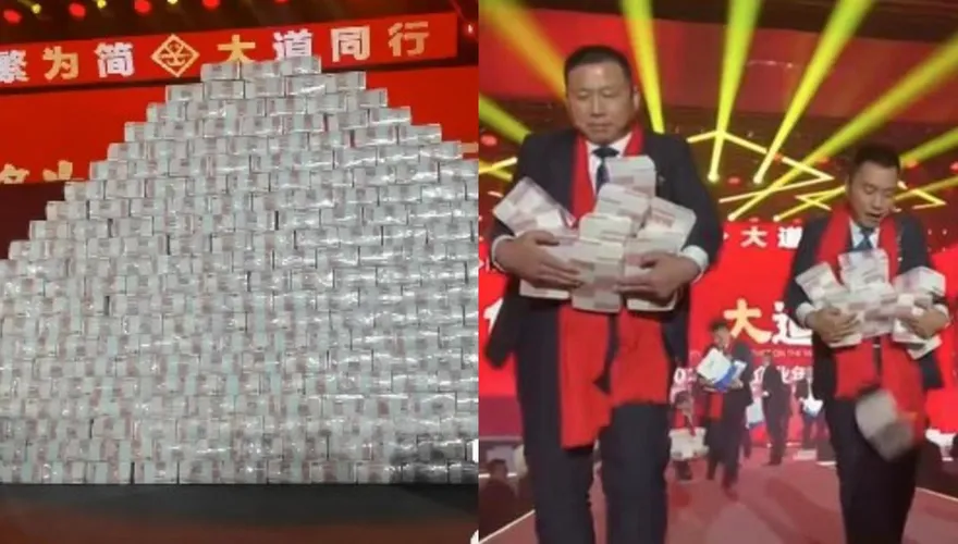 影/已羨慕！年終獎金堆成「錢山」　2.73億現鈔直接搬回家